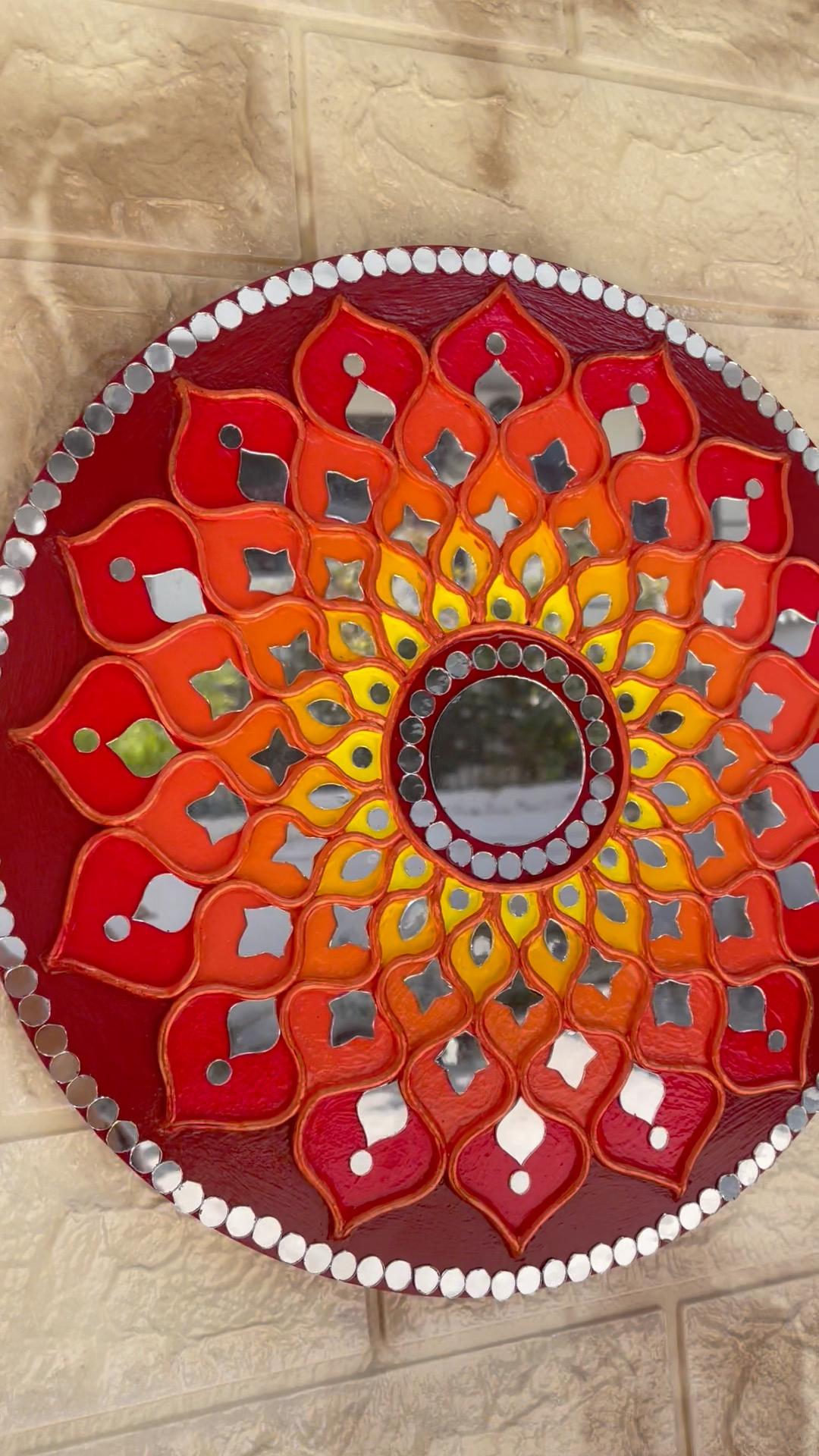 Fire Mandala Lippan Art Piece with Mirror Work