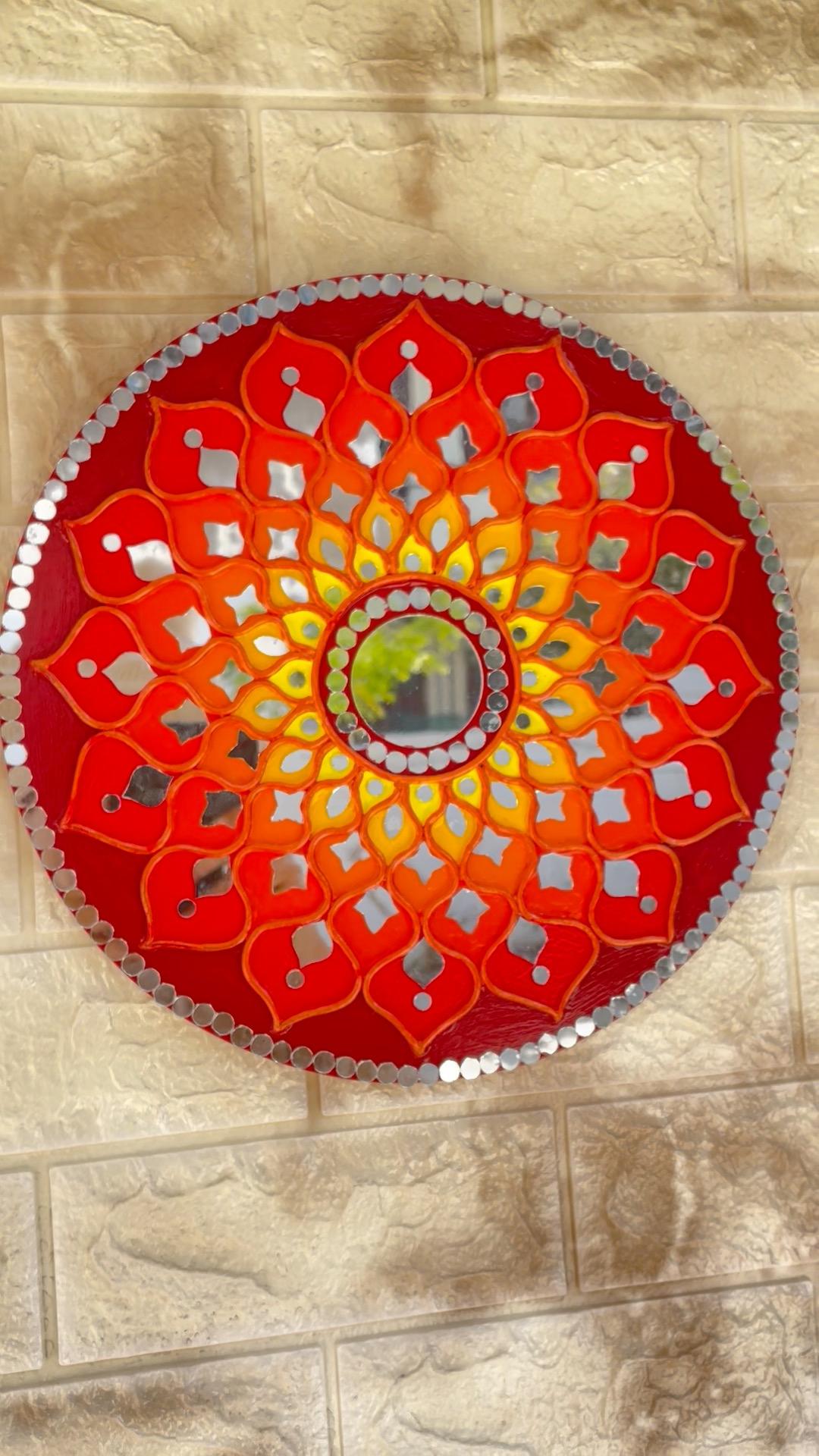 Fire Mandala Lippan Art Piece with Mirror Work