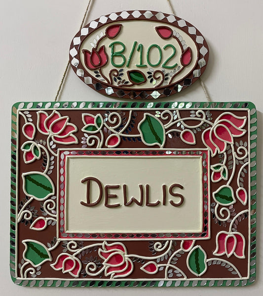 Lotus Lippan Art Rectangle Nameplate with Mirrors