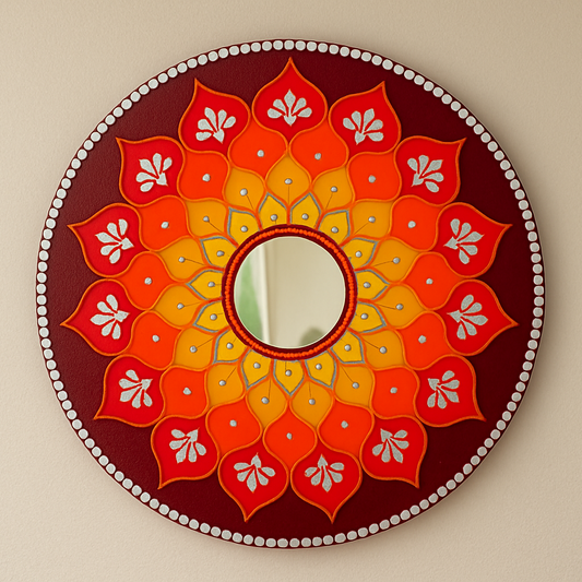 Fire Mandala Lippan Art Piece with Mirror Work